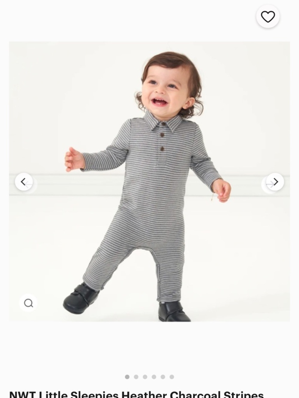 Little Sleepies Charcoal & White Striped Polo One-Piece